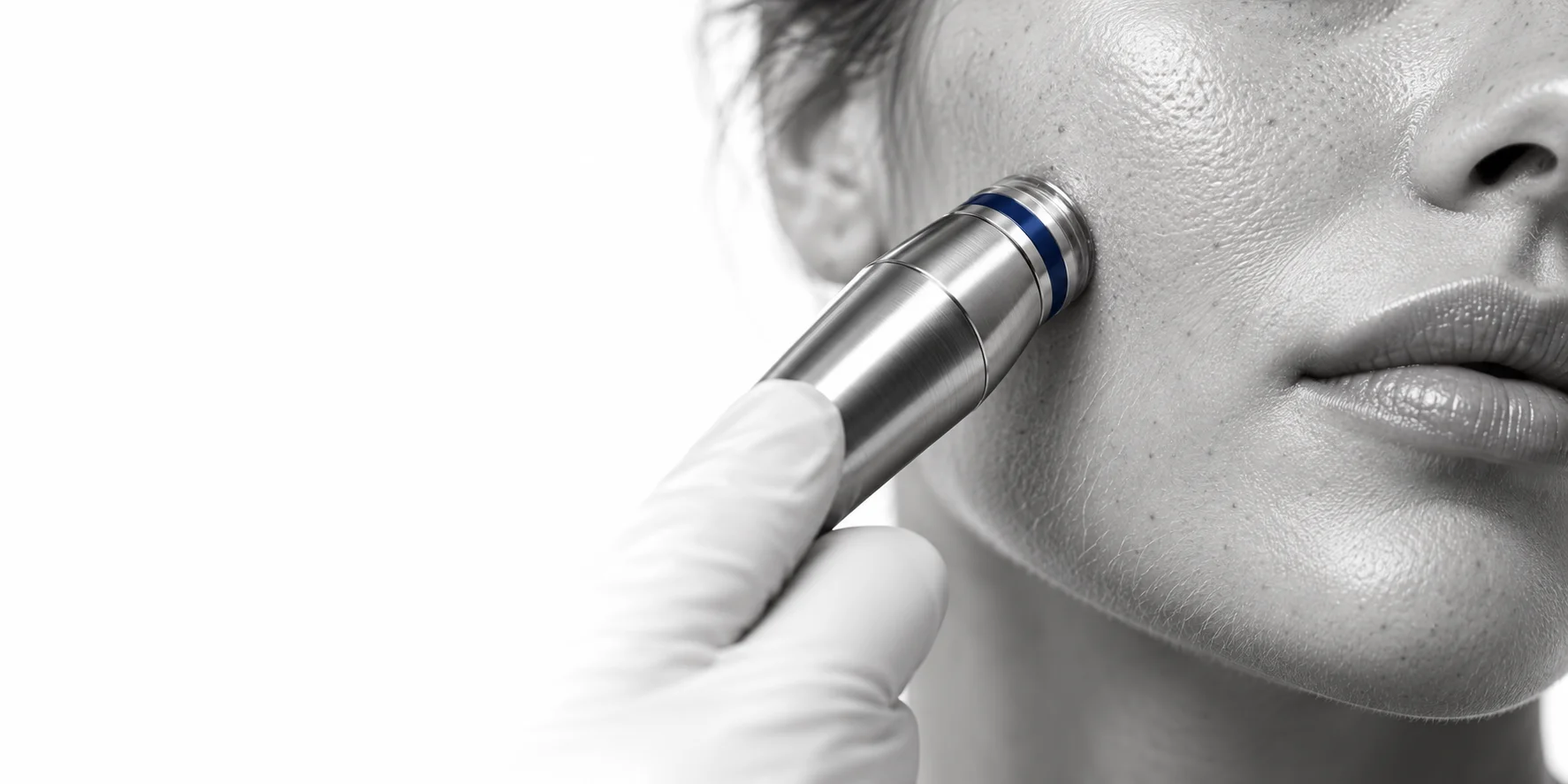 Illustrative medical aesthetics portrait with natural skin texture